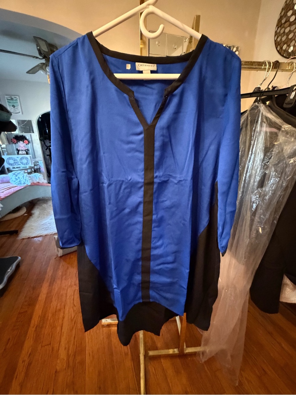 NWOT Catherine’s Royal Blue and black blouse/Tunic